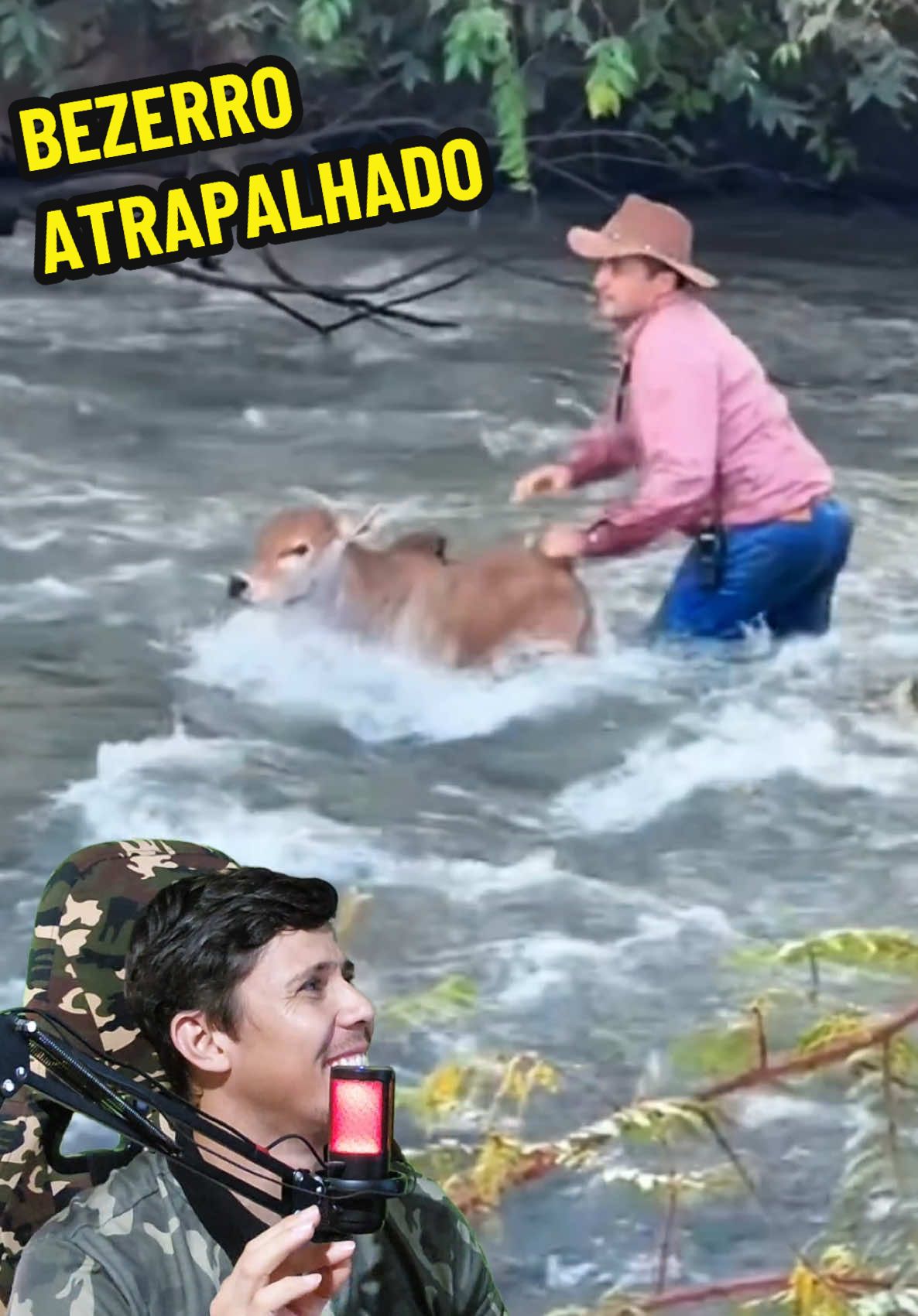 O rio era raso, mas o bezerro deu trabalho. O homem entrou pra ajudar, tropeçou, caiu e foi arrastado junto. Cena digna de replay. Até o cavalo ficou olhando, sem entender nada. #VidaAnimalComentada #wendecrispimflix #animais #wendecrispim