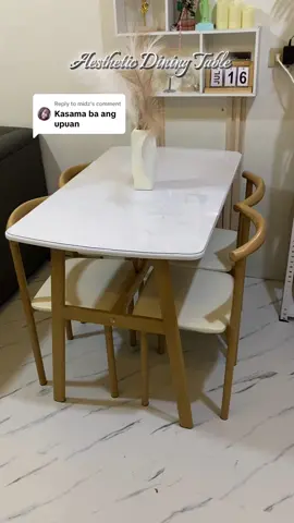 Replying to @midz Aesthetic dining table with chairs #diningtable #diningtablewithchairs #aestheticdiningset 
