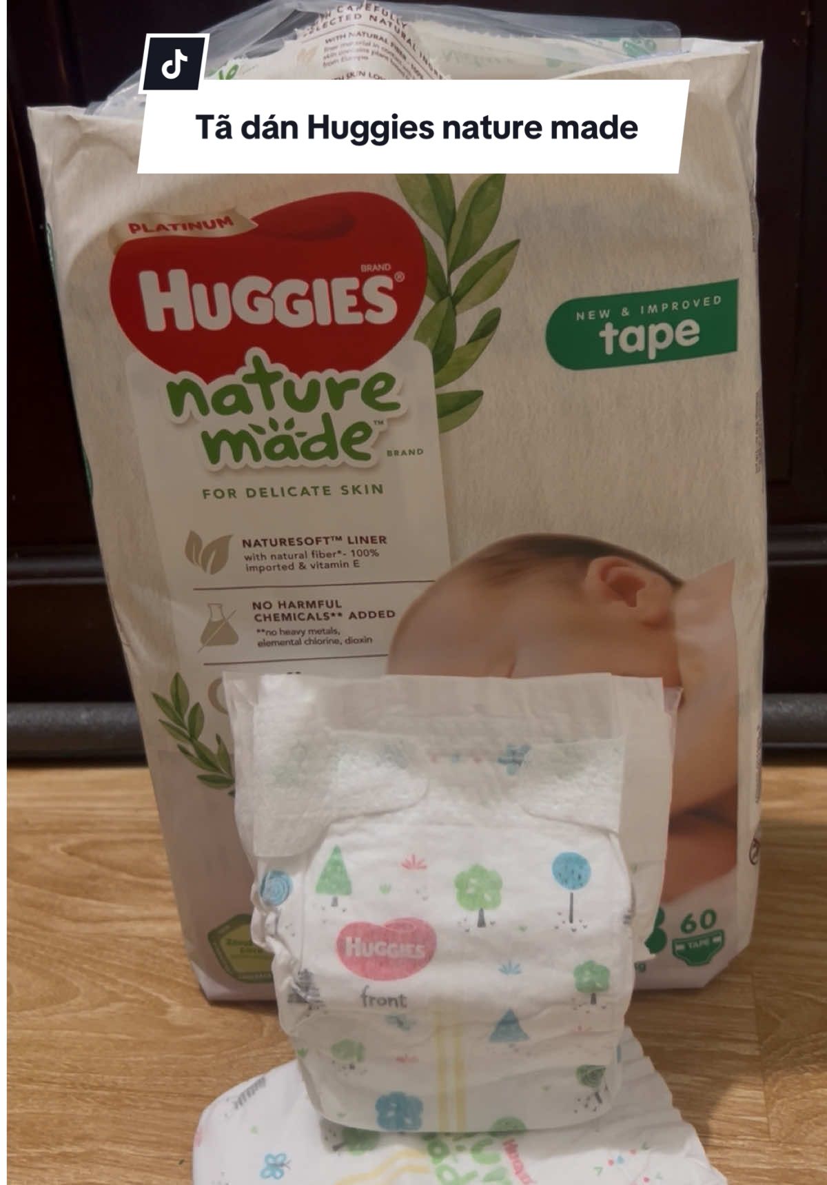 Tã dán Huggies NatureMade size NB ( cho bé dưới 5ki)#tadan #tabimchobe #huggies #huggiestramtra #tadanhuggies #tabim #xuhuong 