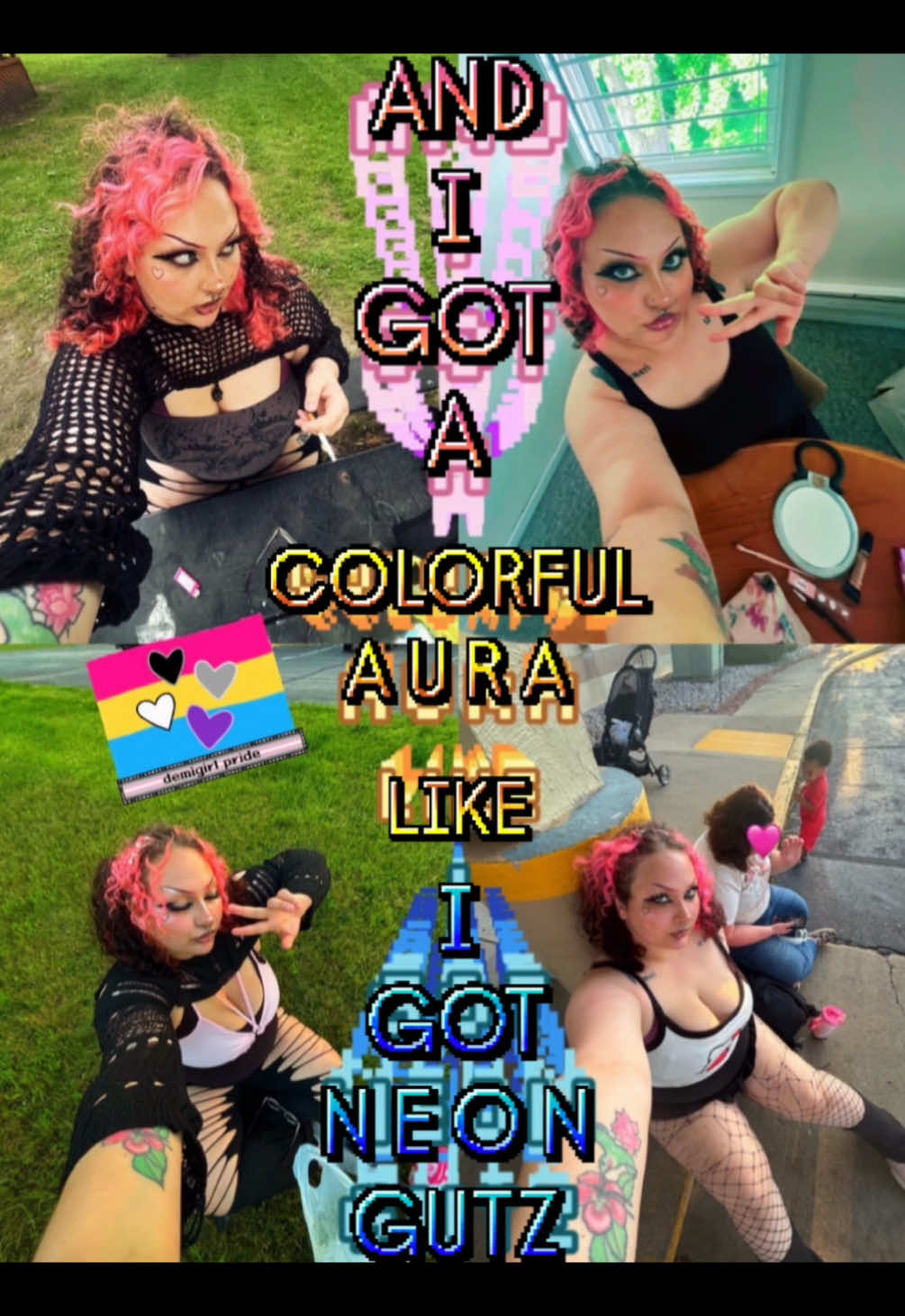 I alr know the one video i work hard on will flop but wtv tiktok🙄 love this cutie trend regardless #wlw #wuhluhwuh #pansexual #lgbtqia #colorful #aura #demigirl #demisexual #alt #goth #fypシ #moots #piercings #tattoos #grunge #rainbow #queer #Pride #biggirl #plussize #foryoupage #tallgirl #8g #liluzivert @Lil Uzi Vert 