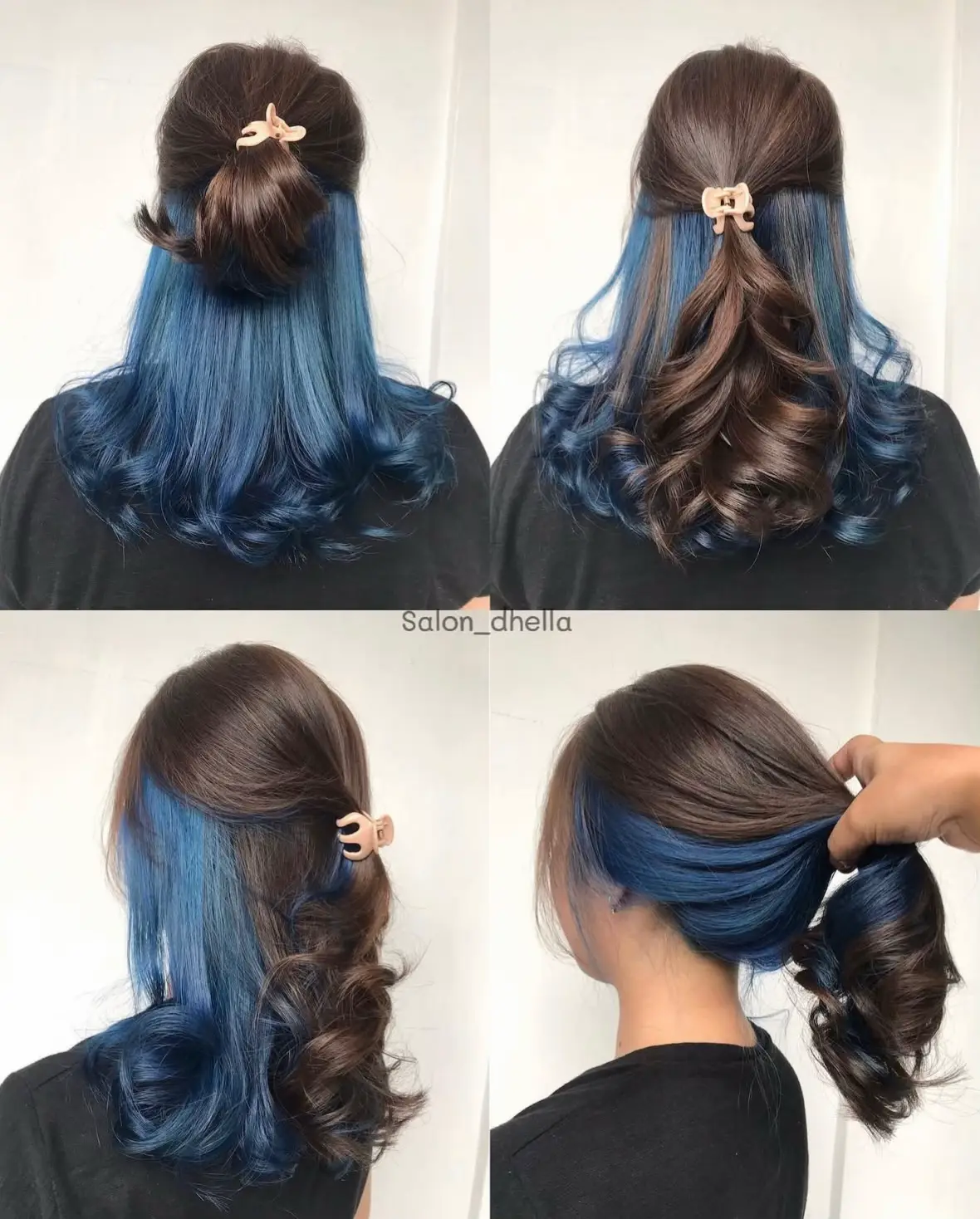 Hidden color blue & medium brown🤍 Warna fashion ini,cocok untuk yang ingin merubah style rambut. Perpaduan warna coklat sedang dengan Warna biru yang tersembunyi memberi kesan manis pada rambut🤍. . . #hair #hairideas #hairinspiration #haircolor #hairfashion #hairtrends #salonsumedang #hairstyle #haircut