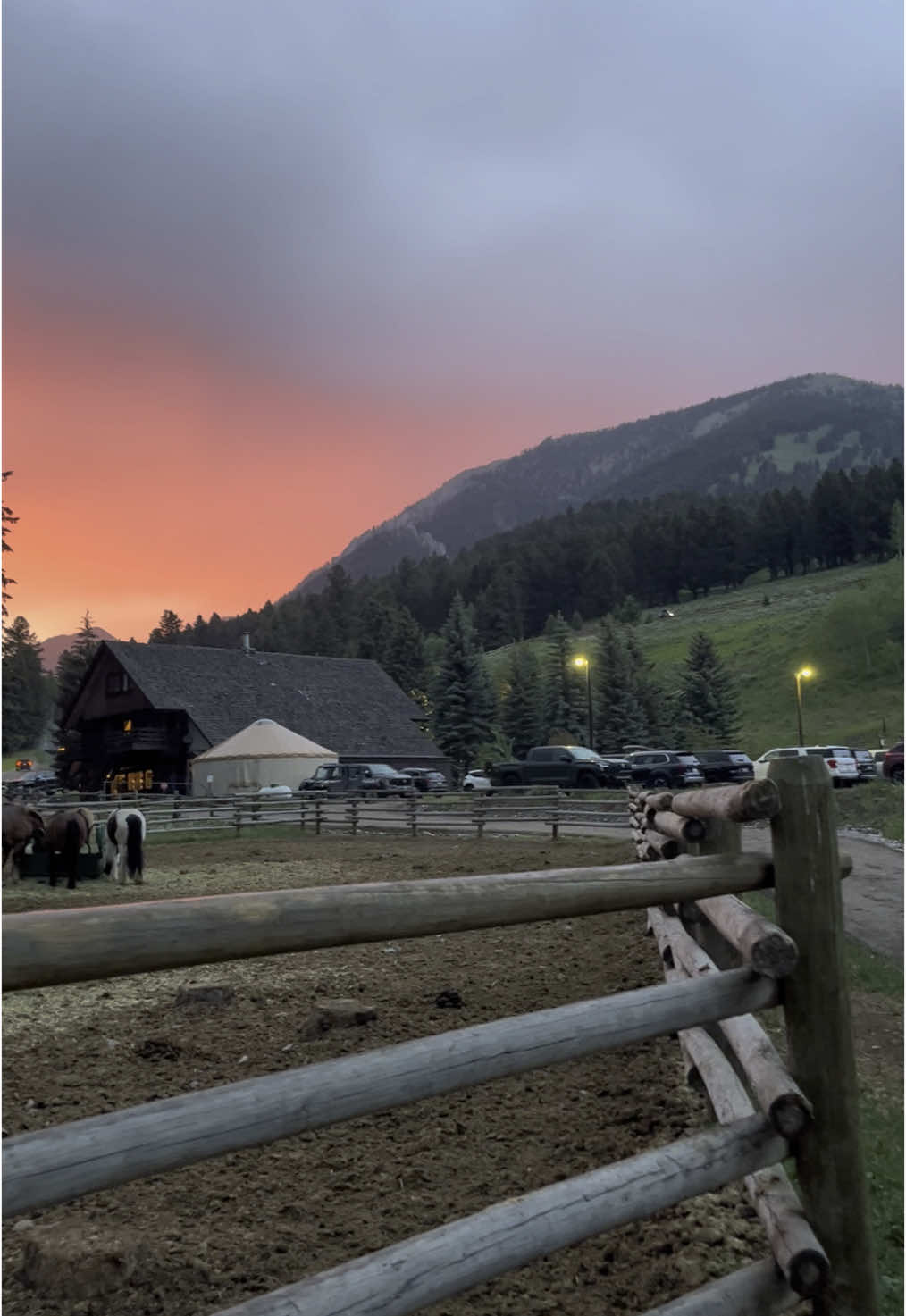 The view from my home away from home. I never want to leave this beautiful place. #montana #bigskycountry #mountains #horses #sunsets #fyp #ranchlife #western 