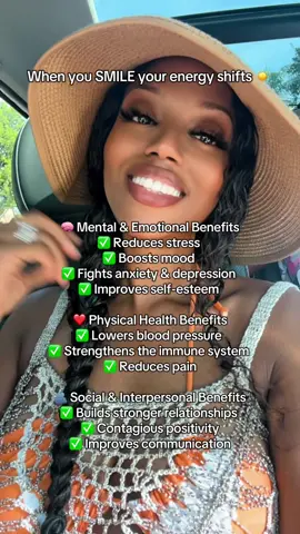 ☀️ Your smile is a superpower—it heals, attracts, and protects your peace. Use it daily. 💫😊    🧠 Mental & Emotional Benefits ✅ Reduces stress – Smiling lowers cortisol levels, helping you feel calmer and more in control. ✅ Boosts mood – Smiling triggers the release of feel-good neurotransmitters like dopamine, endorphins, and serotonin. ✅ Fights anxiety & depression – Even a forced smile can signal the brain to shift into a more positive state. ✅ Improves self-esteem – Smiling can make you feel more confident and increase self-worth. ❤️ Physical Health Benefits  ✅ Lowers blood pressure – Smiling can lead to a slower heart rate and reduced blood pressure. ✅ Strengthens the immune system – Positive emotions from smiling help your body produce more immune cells and antibodies. ✅ Reduces pain – The release of endorphins while smiling acts as a natural pain reliever. 🫂 Social & Interpersonal Benefits ✅ Builds stronger relationships – Smiling fosters trust and makes you more approachable and likable. ✅ Contagious positivity – Your smile can literally boost someone else’s mood through emotional contagion. ✅ Improves communication – People perceive smiling individuals as more friendly, competent, and sincere. Even just one intentional smile a day can start a ripple effect—internally and externally. LINK TO MY GO TO TOOTHPASTE is in the cart link 🛒 🛍️ 🦷 🧼 😀  #SmilePower #HealingVibes #NaturalTherapy #GlowFromWithin #SmileDaily #FeelGoodEnergy #PositiveMindset 
