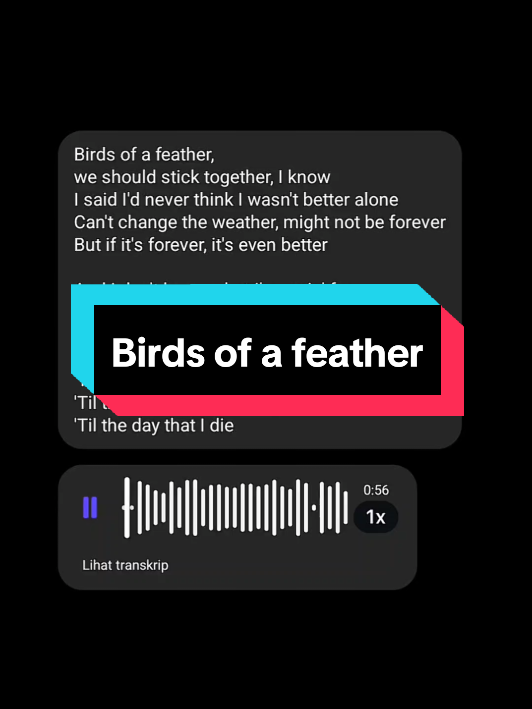 ok sing along🙌🏼 #birdsofafeather #cover #song #lyrics #billieeilish #music #fyp #singing #foryou #foryoupage #liriklagu #voicemessagesongcover 