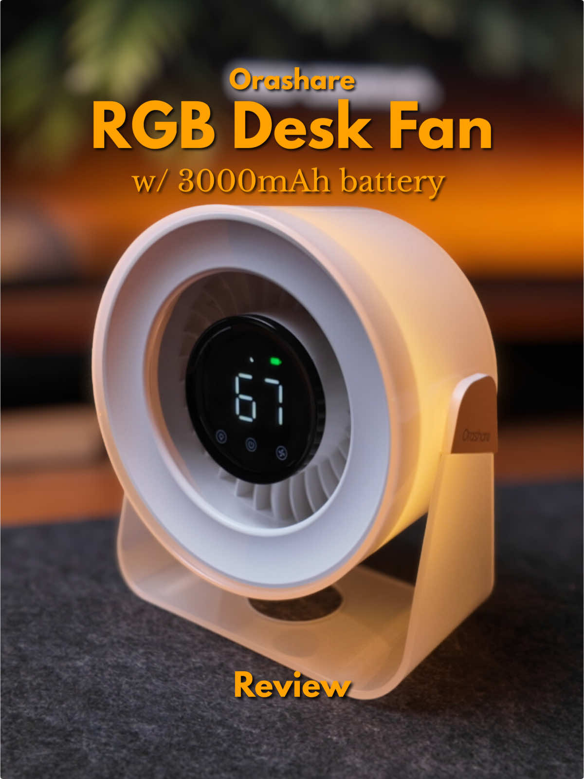 Desktop fan with RGB lighting and ultra silent operation from Orashare | Orashare DF03Max  #orashare #desktopfan #rgb #desksetup #wirelessfan #portablefan #silentfan #wallfan #ElectronicsOnTrend #techfinds #techreviews #review #unboxing #samureta