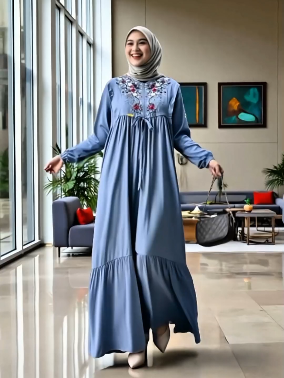 Arni Busana - Amanda Maxi Dress Gamis Bordir Bahan Rayon Twill Signature Tebal Dan Adem New Launching Muslim Nyaman Lembut Wanita Panjang #setelanwanita #bajupesta #blousepremium #bajukondangan #dresslebaran #gamispremium #fyp #lewatberanda 