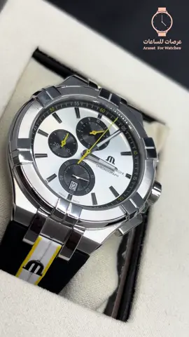 عرصات براند ، Maurice Lacroix Pontos Chronograph ⸻ 📋 الوصف العام: ساعة رياضية راقية بتصميم عصري ملفت، تأتي بهيكل من الفولاذ المقاوم للصدأ وسوار مطاطي أسود بخطوط بيضاء وصفراء تضفي عليها طابعًا ديناميكيًا مستوحى من عالم السيارات الرياضية. ⸻ 🧾 المواصفات الفنية: 	•	العلبة (Case): 	•	مادة الصنع: فولاذ مقاوم للصدأ (Stainless Steel) 	•	الشكل: دائري 	•	القطر: 44 ملم  	•	الإطار: ثابت مصقول 	•	المينا (Dial): 	•	اللون: فضي مطفي مع لمعة خفيفة 	•	العقارب: عقارب كرونوغراف بلون أسود وأصفر، عقارب التوقيت الأساسي سوداء 	•	علامات الساعات: مؤشرات بارزة بلون أسود 	•	عرض التاريخ عند الساعة 6 	•	الكرونوغراف: 	•	3 عدادات فرعية (ثواني، دقائق، ساعات) 	•	عقرب كرونوغراف مركزي باللون الأصفر 	•	الزجاج (Crystal): 	•	زجاج ياقوتي مقاوم للخدش (Sapphire Crystal) 	•	الحزام (Strap): 	•	مطاطي بلون أسود مع خط أبيض وخط أصفر في الوسط 	•	إغلاق بإبزيم قوي من الستانلس ستيل 	•	الحركة (Movement): 	•	بطارية كوارتز 	•	سويسرية الصنع 	•	عالية الدقة  	•	مقاومة الماء: 	•	100 متر (10 ATM) ⸻ 🏷️ ملاحظات إضافية: 	•	تناسب عشاق الساعات الرياضية وخصوصًا محبي السيارات. 	•	تصميم جذاب يجمع بين الفخامة والروح الشبابية. للاستفسار: 07775769517  	 . . . . . #عرصات_براند #explore #الشعب_الصيني_ماله_حل😂😂 #هيثم_يوسف #عالم_الساعات #foryou #براندات 