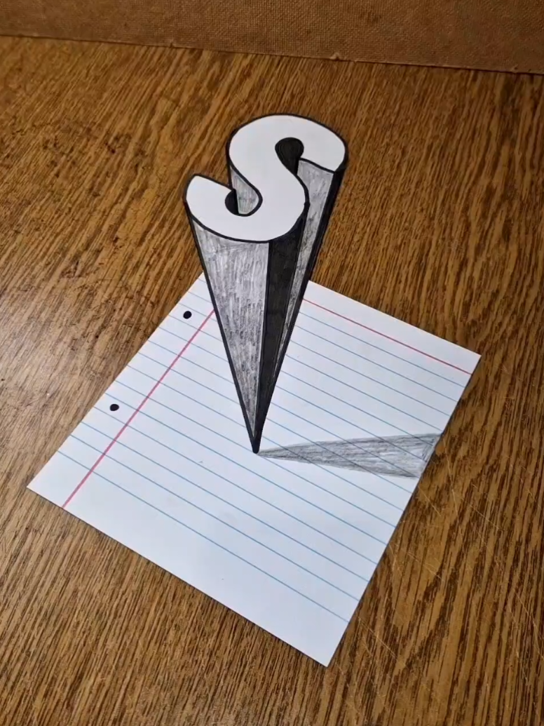 How To Draw 3D Letter (S) Real Illusion 😲😱 #crazy #bestvideo #howtodo #realpicture #creation #creative #viral_video #viralvideotiktok #tik_tok #fyppp #fyp_viral_video #artwork #omg #3dprinting #3ddrawing #artwork #3dillusion #3dart #3dfigure #amazing #opticalillusion
