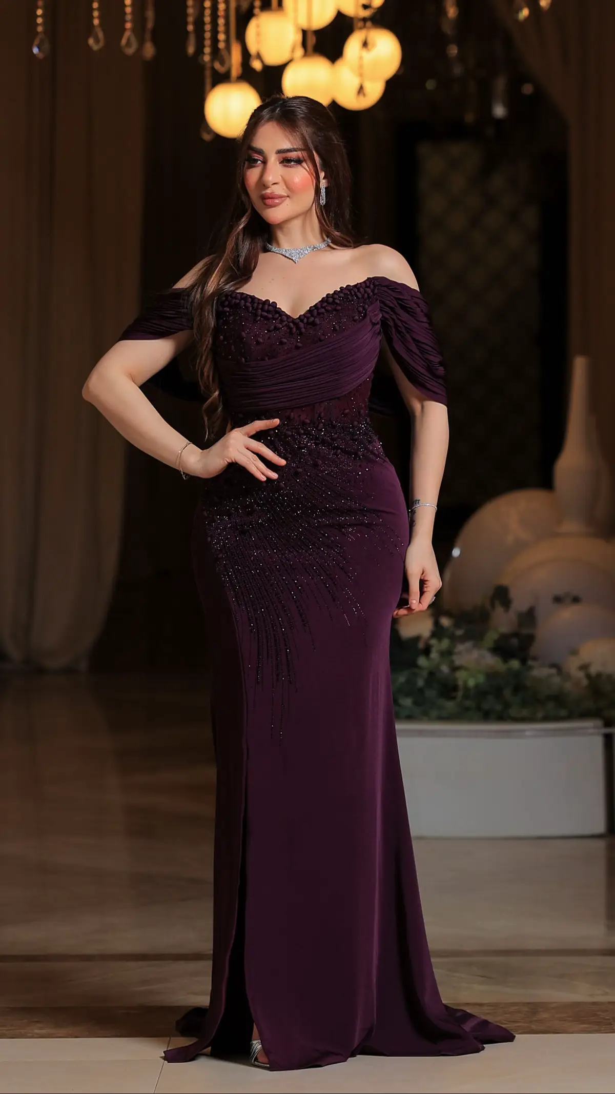 فستان سهره بنفسجي غامق