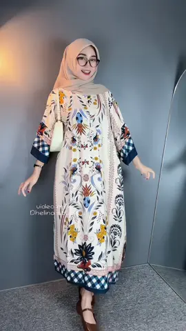 Cantik banget motif bunga creamy😍🤎 #fyp #mididress #mididressrayon #dresslenganterompet #outfitideas 