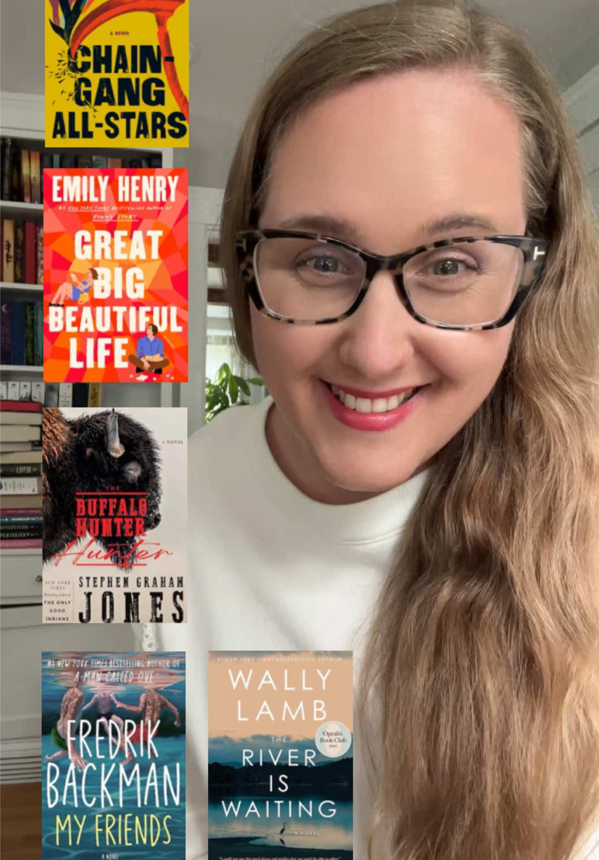 Litfic pics for 2025 Chain-Gang Allstars Great Big Beautiful Life Buffalo Hunter Hunter My Friends The River is Waiting #literaryfiction #litfic #bookrecs #emilyhenry #fredrikbackman #wallylamb #newbooks #bookish 
