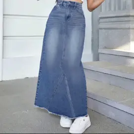 2232#Raw Hem Denim Long Skirt High-waisted Leisure Fashion Skirt Womenswear #denimskirts #ForWomen #fypシ #fyppppppppppppppppppppppp 