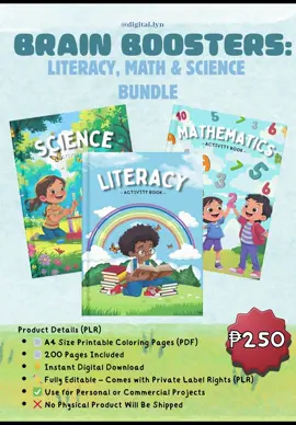 Brain Booster Learning Pack — Only ₱250! 📚✨ Fun, Educational & Printable! ✨📚 Perfect for kids ages 3–8 — ideal for home or classroom use! Boost your child’s literacy, math, and science skills with exciting, screen-free activities designed to make learning fun and easy. ✅ 50+ Printable Activity Pages ✅ Instant PDF Download ✅ Lifetime Access — Print Anytime ✅ Great for Homeschool or Daily Practice 💸 One-time payment — only ₱250! Grab yours now: 👉 digitallyn14.gumroad.com 👉 raket.ph/digital.lyn #fyp #foryou #fyppppppppppppp #digitalproductsforbeginners  #kidsactivities #printablesforkids  #printables #templates #kids #MomsofTikTok 
