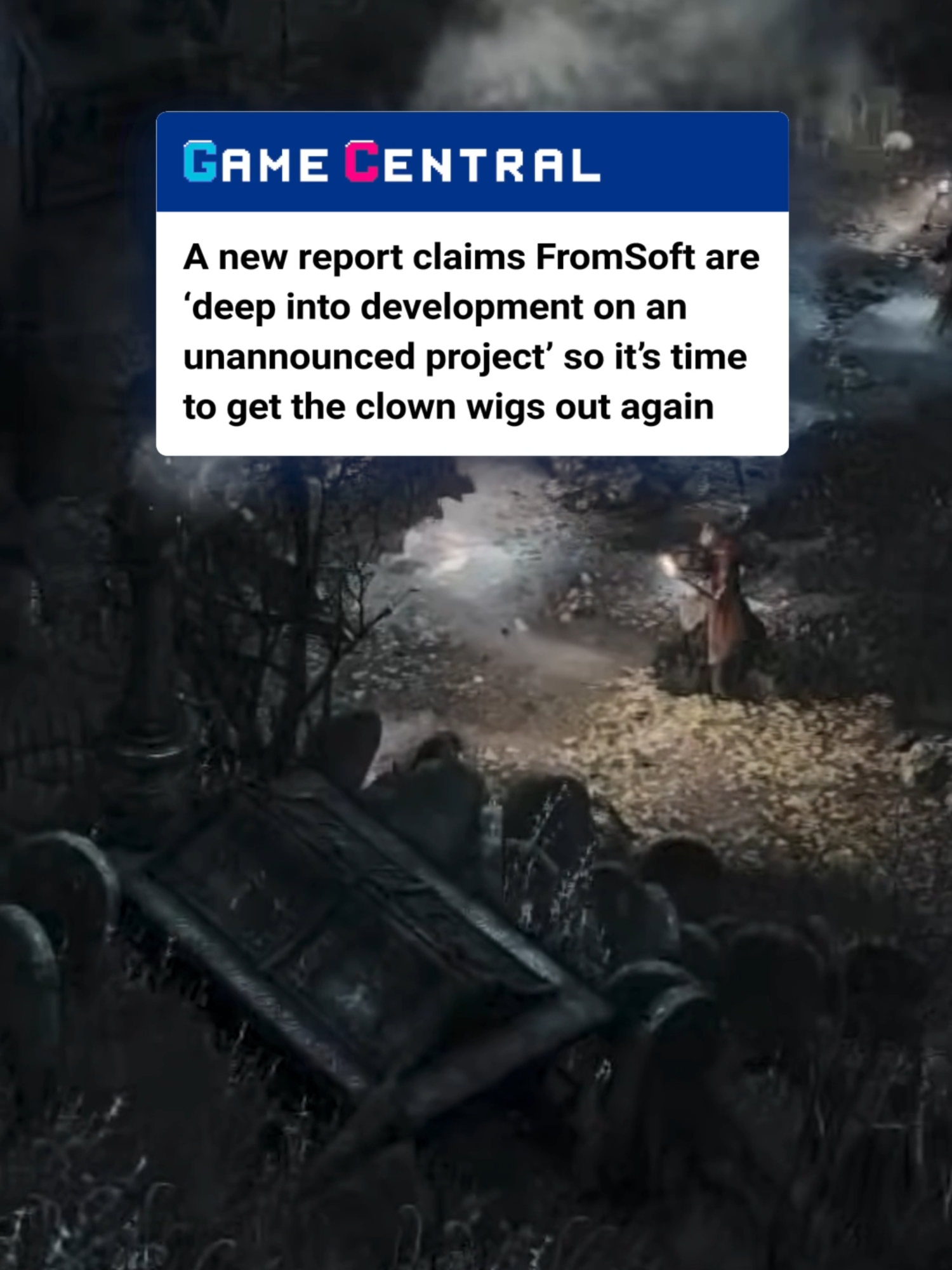 get ready to start clowning again my bloodborne-inclined friends because according to a report from mp1st, fromsoft are 'deep into development on an unannounced project' which could be released as soon as next year - now, yes, we know that it's somewhat unlikely to be anything bloodborne related at all but please just let us dream for a little while longer #bloodborne #darksouls #eldenring #fromsoft #gaming