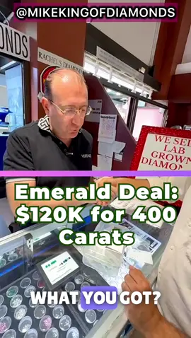 Emerald Deal $120000 for 400 carats. All diamonds and jewels are available here 37 west 47 street, booth 66, New York. #diamonds #mikekingofdiamonds #newyork #jewelry #jewels   