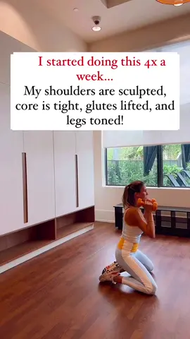 This one looks simple… but it works EVERYTHING.🔥 Shoulders = sculpted Core = tight Glutes = lifted Legs = toned Pair it with a healthy diet and be consistent ✨ The kneeling squat to overhead press is a total-body move that delivers. It builds strength, improves balance, and fires up your metabolism — all from the floor. You’ll find this and more in my app: ✅ 30-min home workouts ✅ Dumbbell-only ✅ Meal plans that fit your lifestyle ✅ Built for real women, real results Follow for more workouts that actually work 💪🏻 #kneelingsquat #fullbodyburn #homeworkout #yourfitnessmom