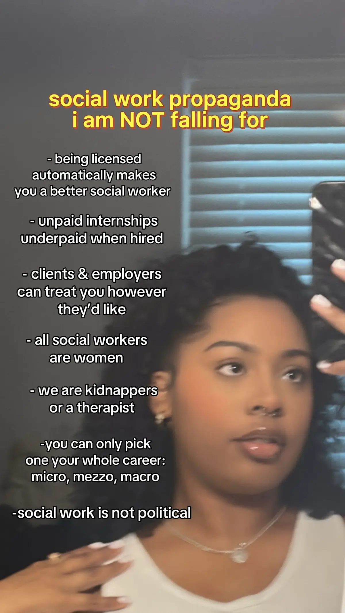 this field is what YOU make it! don’t let society warp your social work identity. we are certified good trouble makers. 🙂‍↔️  #gabiethesocialworker #propagandaimnotfallingfor #goodtrouble #socialworkersoftiktok 