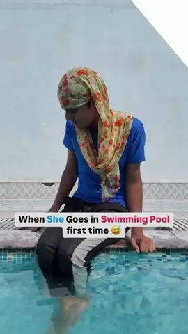 When she goes in swimming pool for first time 😜😜😂😂 . Part: 21 wait for end 😂😂 Funny 🤣   #comedy #funny #foryou #waitforit #tiktokpakistan #viraltiktok #foryoupage  #😂😂😂 #funnyvideo #comedyvideo #fyp 
