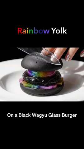 Rainbow egg yolk🌈🥚 - what’s your pick? #asmr #aiasmr #surreal #oddlysatisfyingvideo #satisfying #glassasmr #oddlysatisfying #glassfood #eggyolk #egg #hamburger #aiart #foodart