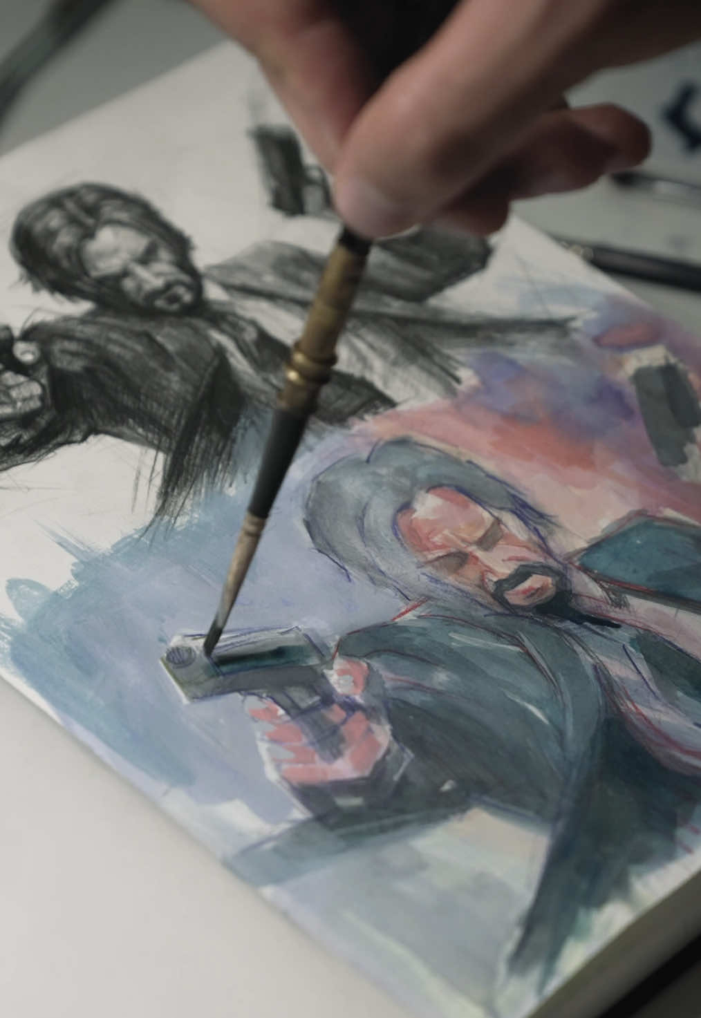John wick sketch - pencil and mixed media. #johnwick #drawingtutorial #mixedmedia #artistsoftiktok 