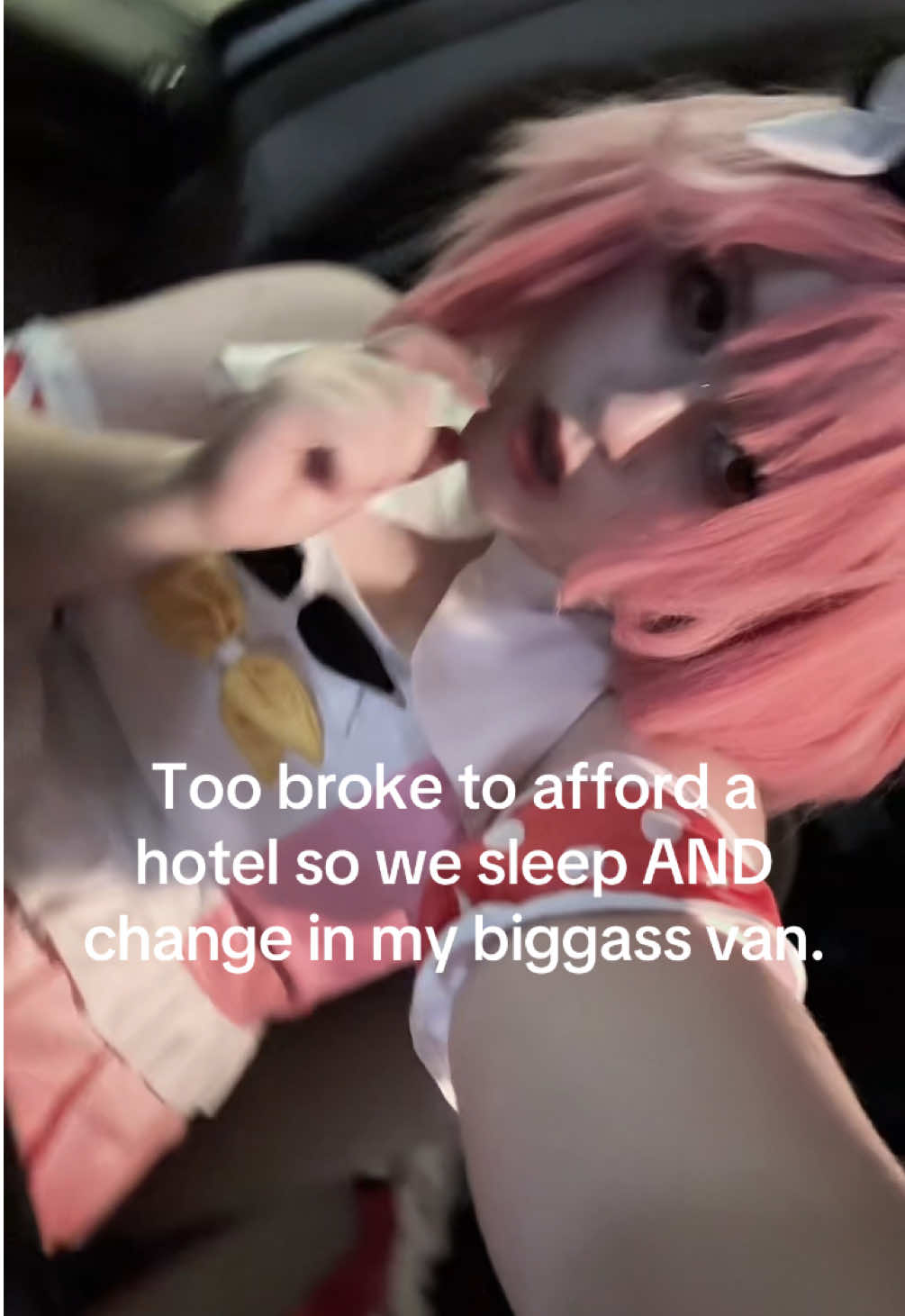 Lowk is cramped in here but anything to save money tbh. #emuotori #cosplay #cosplayer #projectsekai #con #tekkocon #2025 