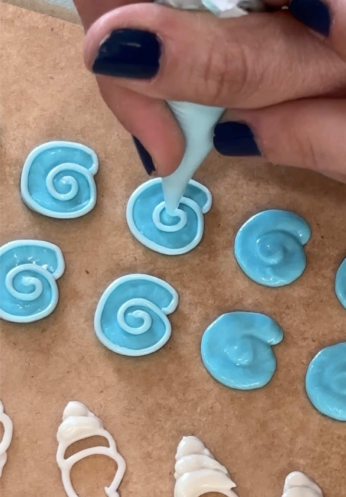 sweet seashells 🩵 #icingtransfers #royalicing #icedcookies #fyp 