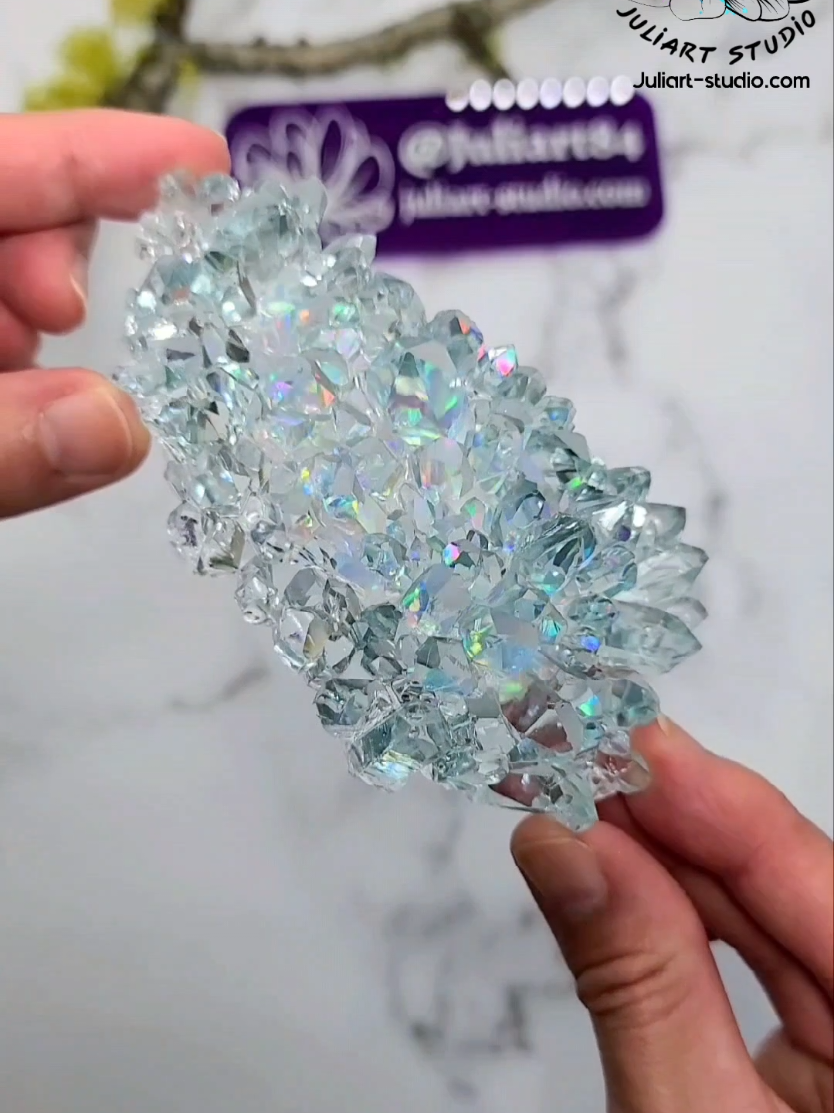 Featuring Medium Crystal Cluster Silicone Mold on my website juliart-studio.com under Crystal Molds Collection. . . #crystalcluster #druzy #resindemolding #holographic #resinmolds #siliconemold #SmallBusiness #resina #resinartist #resinmold #satisfying #demoldingvideo #demolding #resindemolding #holographic #rainbow  #shopsmall 