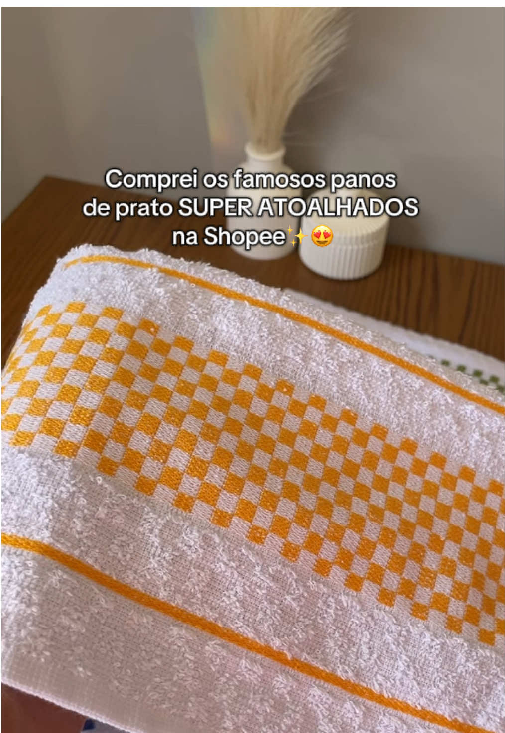 Comprei os famosos panos de prato SUPER ATOALHADOS da shopee! Simplesmente perfeitos✨🥰🫶🏻  #enxovalcasanova #comprinhas #cozinha 