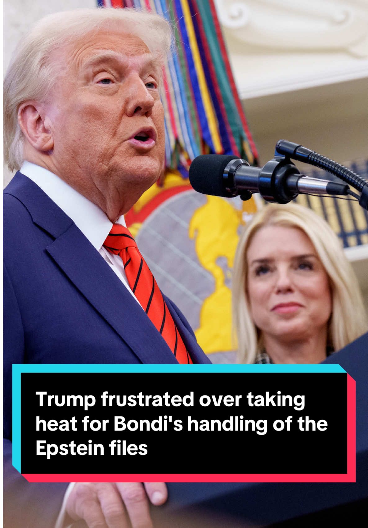 President Donald Trump has grown weary of defending Attorney General Pam Bondi's handling of the Justice Department's Jeffery Epstein files and wants her to take responsibility for cleaning up the mess, according to four people familiar with White House deliberations. NBC News White House Correspondent Yamiche Alcindor has the latest. #donaldtrump #pambondi #epsteinfiles #politics #news 