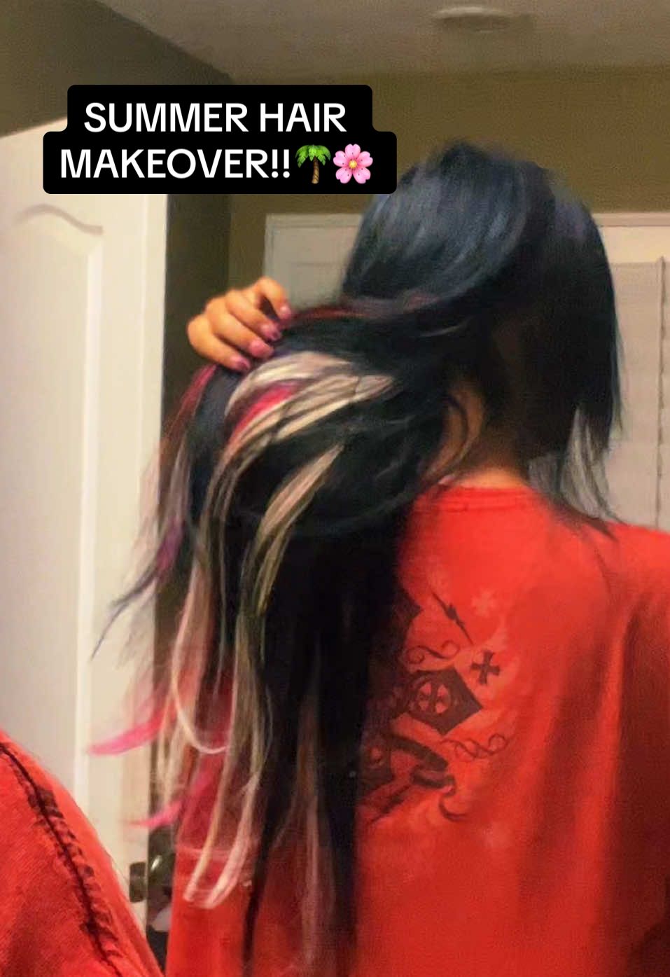time to play with fun colors!! extensions linked in my showcase! special thanks to @googoohair_tiktok  and @Sally Beauty for the makeover supplies💋 #jaydennaomi #late2000s #mcbling #hairmakeover #tapeinextensions #featherhair #XD 
