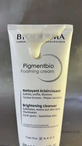 Bioderma Pigment Bio Foaming Cleanser. (Bioderma Pigmentbio Foaming Cleanser is a brightening exfoliating cleanser designed to help even out skin tone and reduce the appearance of dark spots. Formulated with Bioderma's patented LumiReveal™ technology, it gently removes impurities while promoting cell renewal, making it ideal for those dealing with hyperpigmentation. The creamy foam texture contains AHAs (citric acid) to provide mild exfoliation, while moisturizing ingredients like glycerin ensure the skin remains hydrated and comfortable after cleansing. This makes it suitable for daily use, even on sensitive skin. In addition to its brightening properties, this cleanser also preps the skin for better absorption of subsequent skincare products. It works effectively to enhance skin radiance and refine texture over time, making it a great addition to a routine targeting uneven skin tone. Free from harsh sulfates and parabens, the Bioderma Pigmentbio Foaming Cleanser is dermatologist-tested and formulated with sensitive skin in mind, offering a gentle yet effective solution for those looking to achieve a more luminous complexion.) #fyp #trending #reels #viral #explorepage #omg #bioderma #cleanser #skincare #trendingreel #foryou #foryoupage #ugc #ugccreator #ugccontentcreator #macrougc #ugccommunity #biodermapigmentbio #biodermafrance #facecleanser #cleanser #exfoliation #exfoliateyourskin #tiktok @BIODERMA 