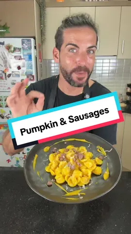 Pumpkin and Sausages Pasta | The Ultimate Autumn Combo Creamy pumpkin, savoury sausage, and a final sprinkle of Parmigiano — this is the pasta dish that turns a few simple ingredients into a full-flavoured comfort meal. Perfect for those cozy evenings when you want something hearty but not heavy. Ingredients (for 2): 	•	200g pumpkin (peeled and cubed) 	•	2 Italian sausages (skin removed) 	•	220g pasta 	•	20g Parmigiano 	•	½ onion 	•	Salt & black pepper Instructions: Peel and cube the pumpkin, removing seeds. Boil pumpkin with half an onion for about 10 minutes or until soft. Meanwhile, cook the sausage meat in a separate pan until browned and crispy. Remove the pumpkin from water (keep the water), and cook the pasta in the same pot. Blend the pumpkin and onion with sausage juices until smooth. Drain pasta al dente and toss with pumpkin sauce. Top with the cooked sausage, Parmigiano, and pepper if desired. Full recipe 👉 www.cookingwithtucci.com #cookingwithtucci #pumpkinpasta #sausagepasta #italiancomfortfood #easyitalianrecipe #fallrecipes #pastalovers #autumncooking #homemadepasta