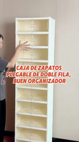 Caja de zapatos plegable de doble fila con gran capacidad para un almacenamiento más conveniente. #zapato#caja de zapatos#LifeHack#shoebox#storage#organizer#tiktokshop#fyppp
