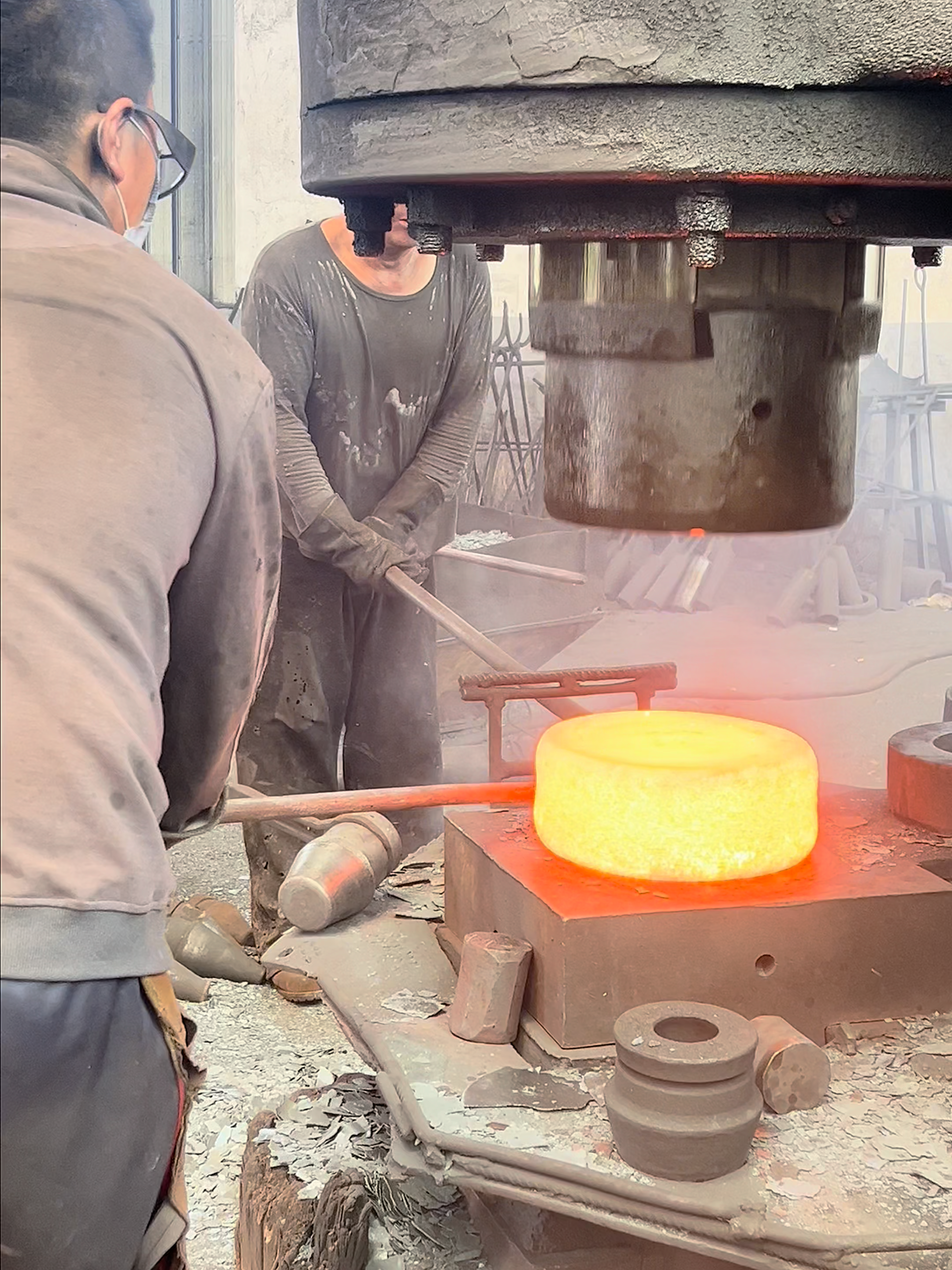 Forging Metal in a Firestorm of Heat  #stamping #machine #forging #ironman #blacksmith #workshop