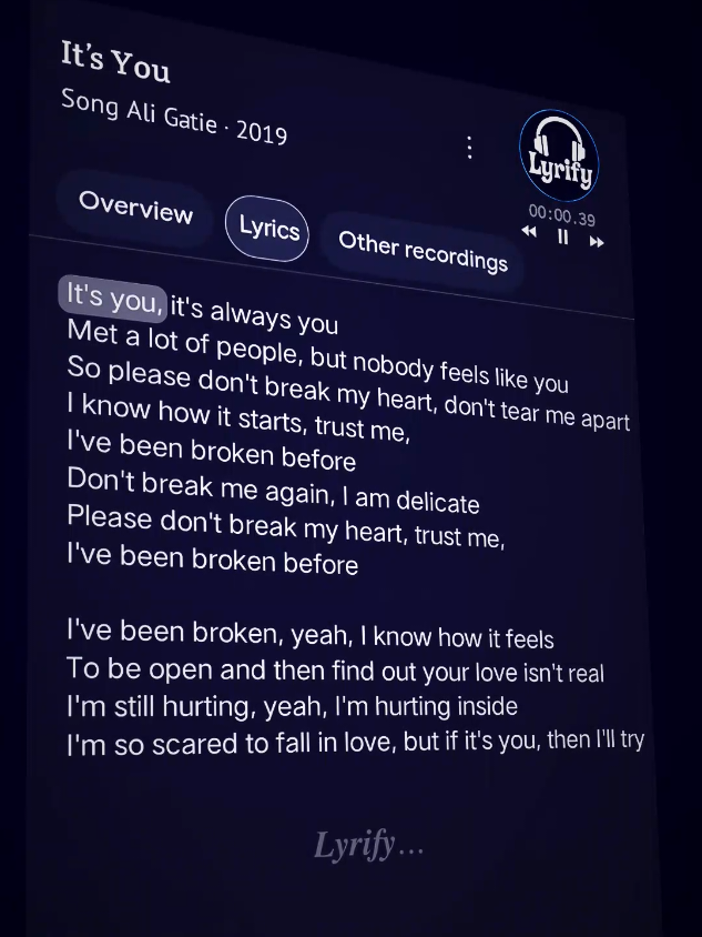 It's you..🎧 ~ Lyrics🎶 #itsyou #aligatie #lyrify #lyrics #song #music #fyp #0nlylyrify 