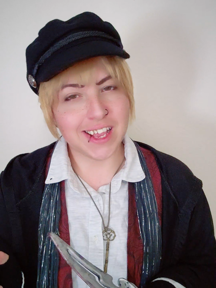 he should know better by now but this is more fun  #sock_nicolas #tieflingrogue #dnd5e #cosplay #ttrpg #foryou 