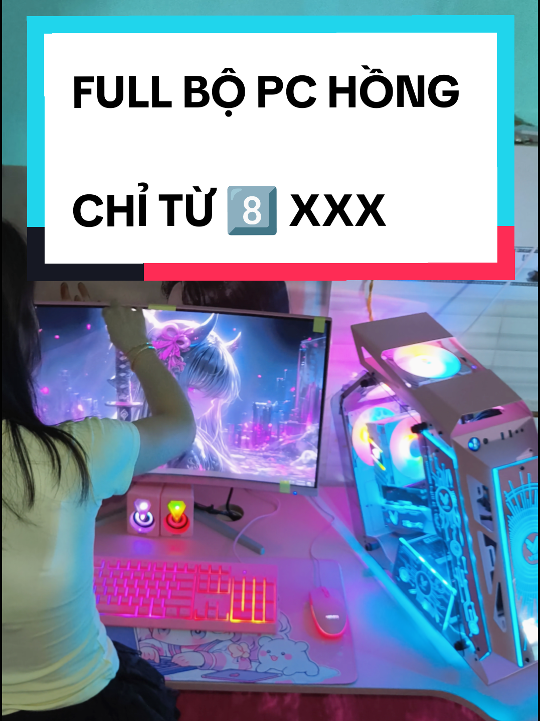 Trọn bộ full hồng, màn hình 27inch cho chị gái chơi Game làm việc... Trọn bộ full chỉ hơn 8️⃣🍠 Quá xinh luôn! #maytinhgiare #maytinhchoigame #pc #pcgaming #pcfullbohong #xh #xuhuongtiktok 