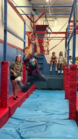 Having fun at ninja with ring hops and flips #ninjawarrior #ninja  #flipping 