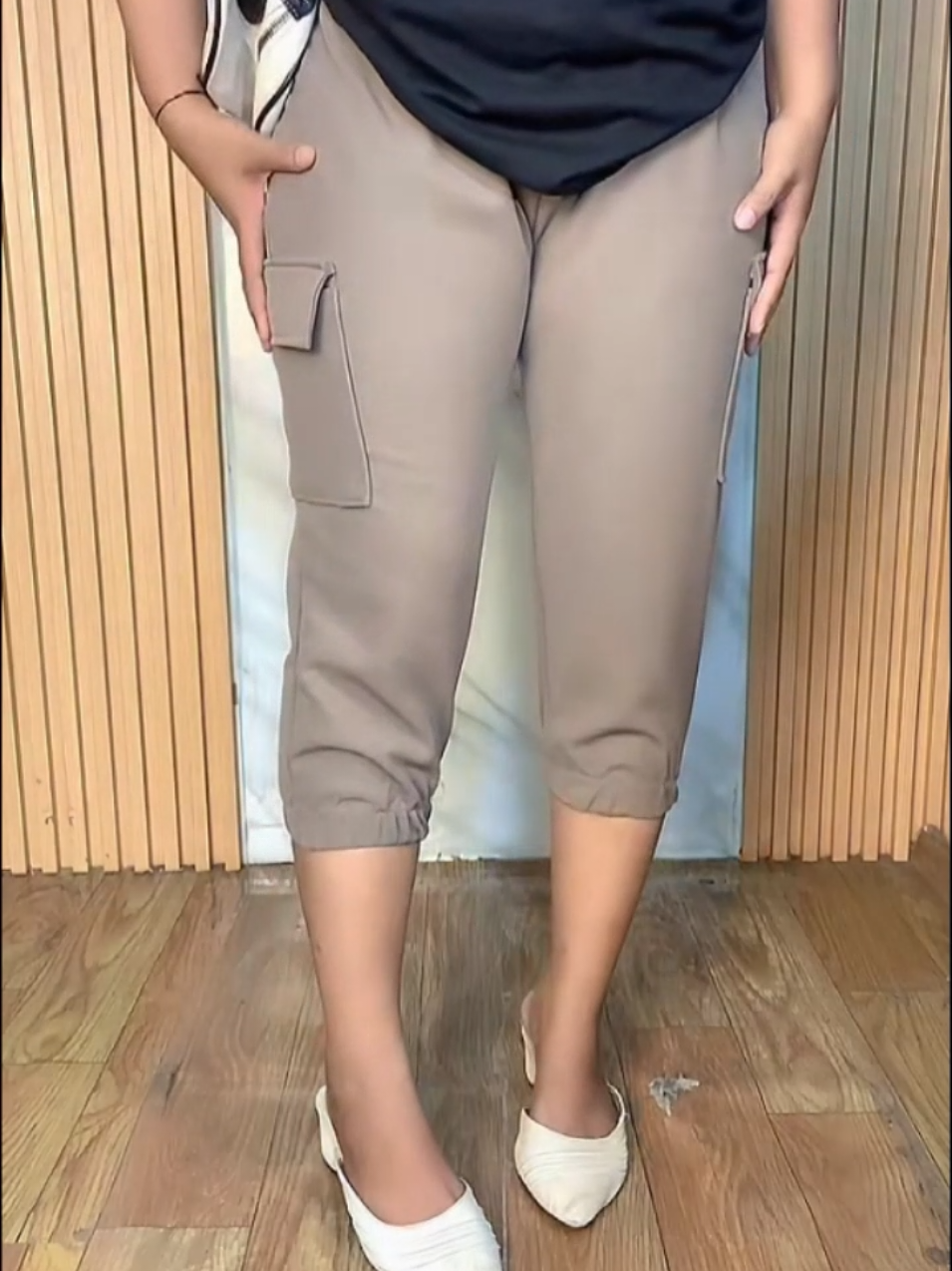 Celana 3/4 Cargo Knit Halus Melar Tebal Nyaman #celana #celanapendek #belilokal #tiktoktokopedia #fyp 