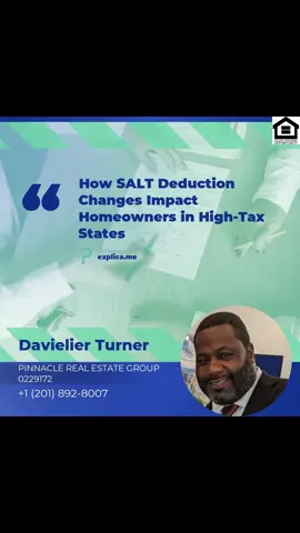 How SALT Deduction Changes Impact Homeowners in High-Tax States Let’s connect and talk about the latest insights in the industry! #realestate #realtor #dreamhomes #homebuyers #realestateagent #homesofinstagram #properties #homesearch #realestateinvesting #housingmarket