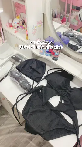 Bikini 3 mảnh đi biển ✨🖤#xuhuong #unboxing #vairal #unbox #bikini #dodibien #fyp #duongsua 