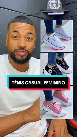 Tênis Casual Plataforma Feminino. ______ #tênis #tenis #teniscasual #tenisplataforma #tenisfeminino #tenispreto #tenisbranco #tenisrosa #modafeminina 