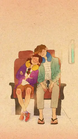 Travel Together We fell asleep on the plane, side by side. 📥 Wallpaper: puuung1.gumroad.com 🛒 Cards & more: puuung1.redbubble.com