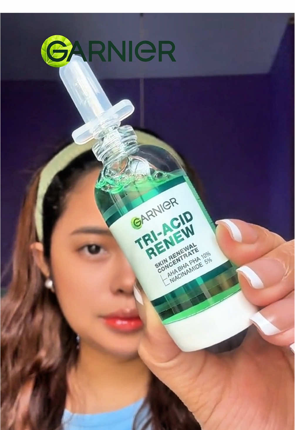 AHA to exfoliate ✅  BHA to unclog ✅  Niacinamide to brighten ✅  One serum, all the glow.  Try @garnierph Tri-Acid Renew Serum! 🍃 #garniertriacidrenew #garnierhealthykinis #skincare #garniergang #garnierph 