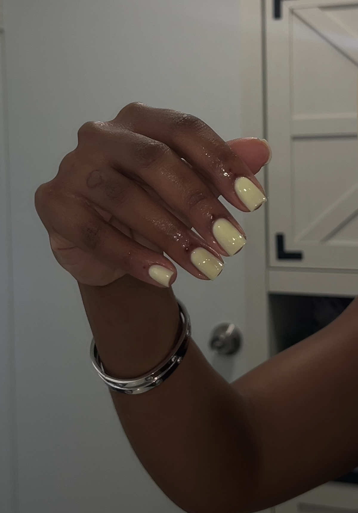 the prettiest pastel yellow 💛 russian manicure on myself, so clean so perfect! #structuredmanicure #russianmanicure #foryou #foryoupage #biab 