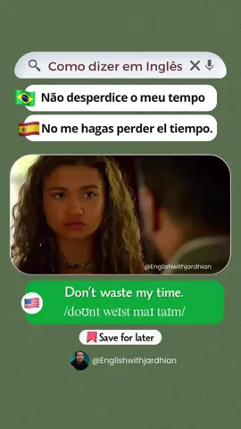 Expressão: “Don’t waste my time” “Don’t waste my time” significa “não desperdice o meu tempo” ou “não perca meu tempo”. É uma expressão usada quando alguém está irritado ou impaciente porque sente que a situação não está sendo útil ou produtiva. Pode soar ríspida, dependendo do tom e do contexto. 🗣 Exemplos: 🇺🇸 A: I don’t know if I want to be part of this. B: Then don’t waste my time. 🇧🇷 A: Eu não sei se quero fazer parte disso. B: Então não perca meu tempo. 🇪🇸 A: No sé si quiero ser parte de esto. B: Entonces no me hagas perder el tiempo. 🇺🇸 A: You’re just making excuses again. B: Stop it. Don’t waste my time. 🇧🇷 A: Você está só dando desculpas de novo. B: Chega. Não desperdice meu tempo. 🇪🇸 A: Solo estás poniendo excusas otra vez. B: Basta. No pierdas mi tiempo. #aprenderingles #english #ingles #learn #creatorsearchinsights 