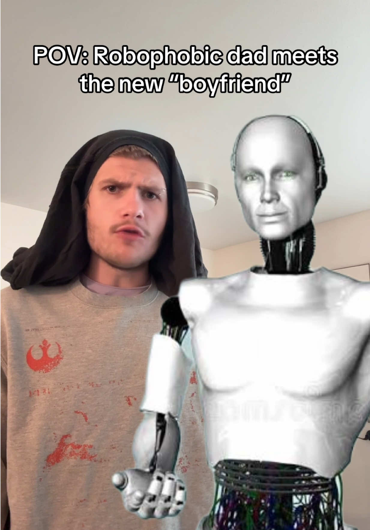 But daddy I love him #CapCut #robot #ai #fyp #cyberpunk #clanker #starwars 