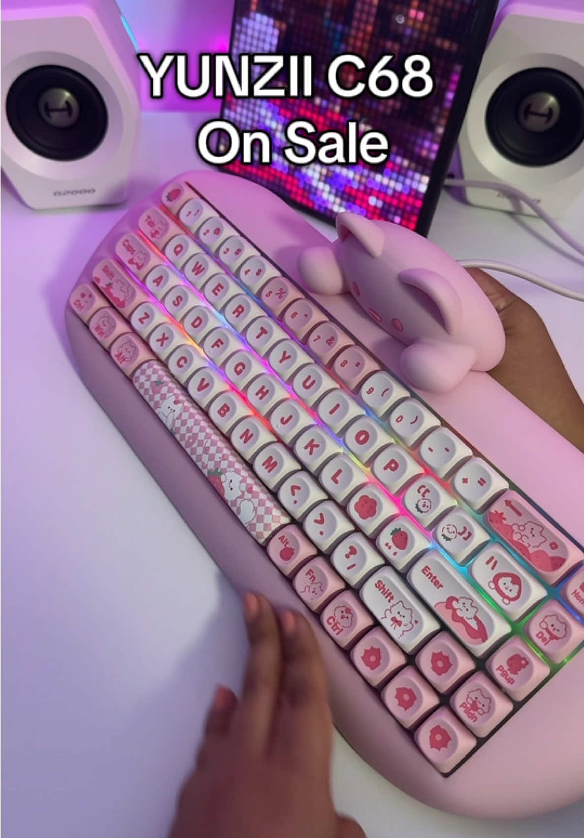 YUNZII C68  I absolutely love this keyboard and recommended whether you work from home or are you gonna use it for gaming? It is so adorable so sturdy. You definitely get a bang out of your buck for this keyboard.  ##yunzii##yunziikeyboard##keyboard##keyboardasmr##gaming##pcsetup##pc##GamingSetup##keyboardswitches##greatfinds##coolgadget##giftideas##tiktokmademebuyit##tiktokshop