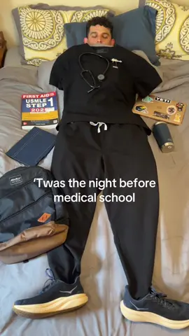 Alarm is set but I don’t think I’ll be able to sleep tonight. Starting the first day of the rest of my life tomorrow! Inspired by @Ileana Scoccia | OMS-1  Shoes: @HOKA  Scrubs: @wearfigs  Backpack: @Eddie Bauer  Water bottle: @YETI  #medicalstudent #medicalschool #medstudent #premed #medicine 