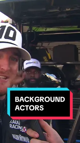 Nice work in the background of this interview, fellas. #NASCAR